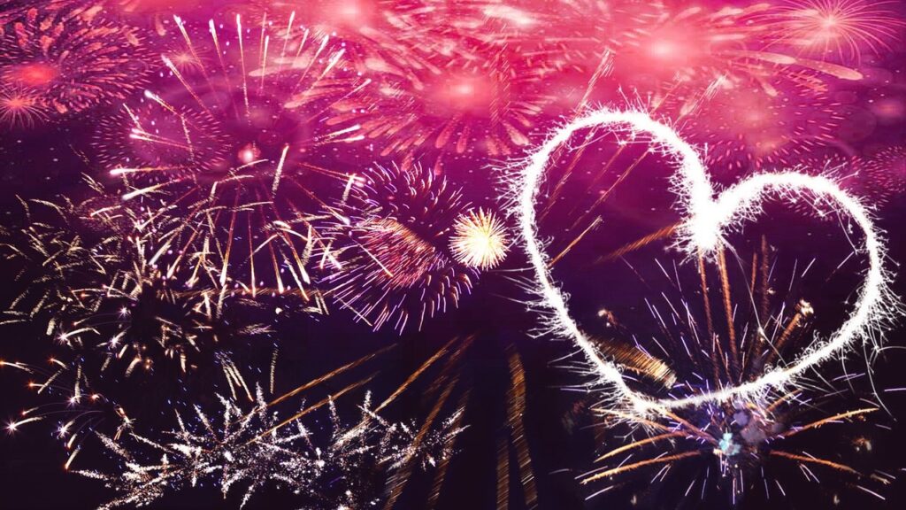 picture of fireworks with heart, pixabay