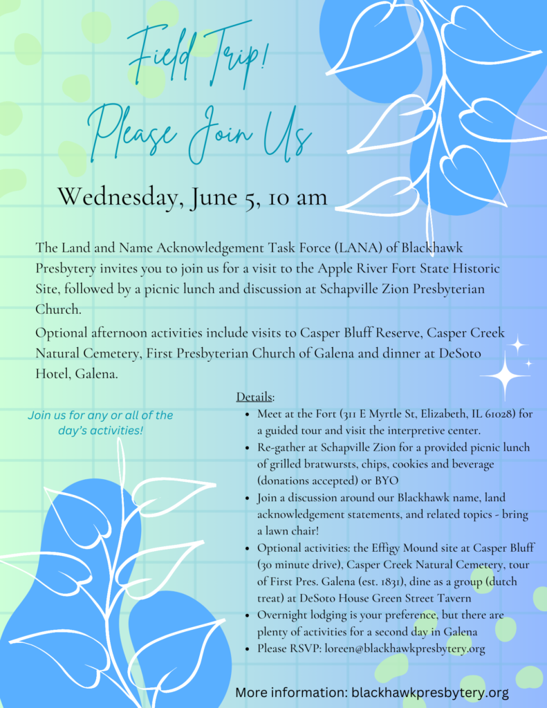 LANA travels to Apple River Fort State Historic Site on June 5. Click for attached link.