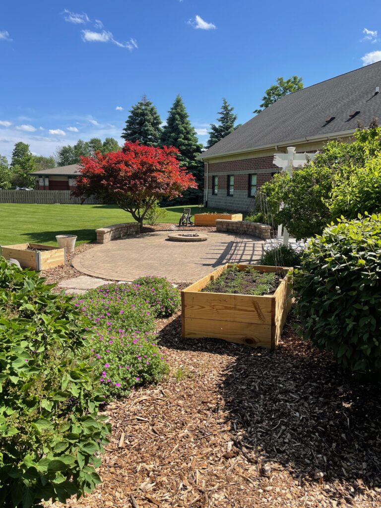 Picture of back patio with garden box