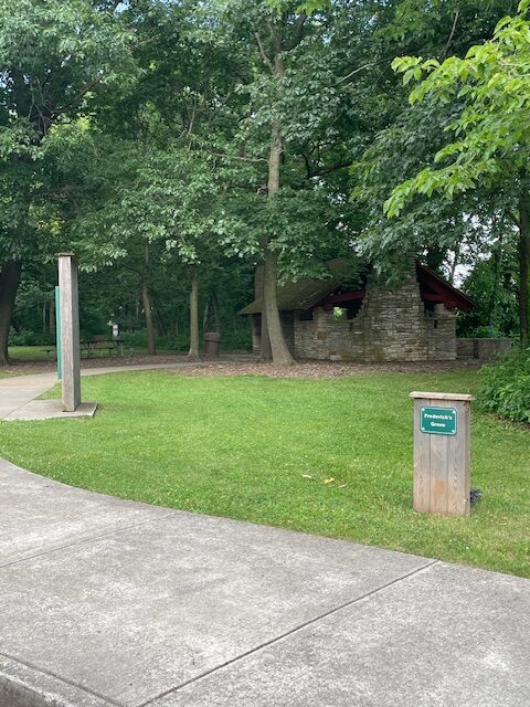 Sign for the Frederick's Grove Picnic Shelter