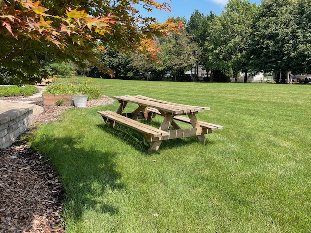 Picnic Table after refurbished with stain