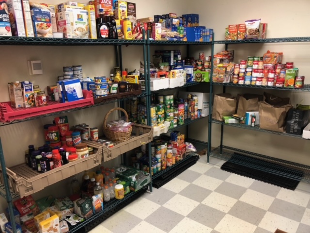 Crew 75 Food Drive items in the pantry